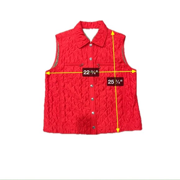 Debra DeRoo Womens Quilted Red Sleeveless Vest Zippered Pockets Sz XL - Picture 7 of 10